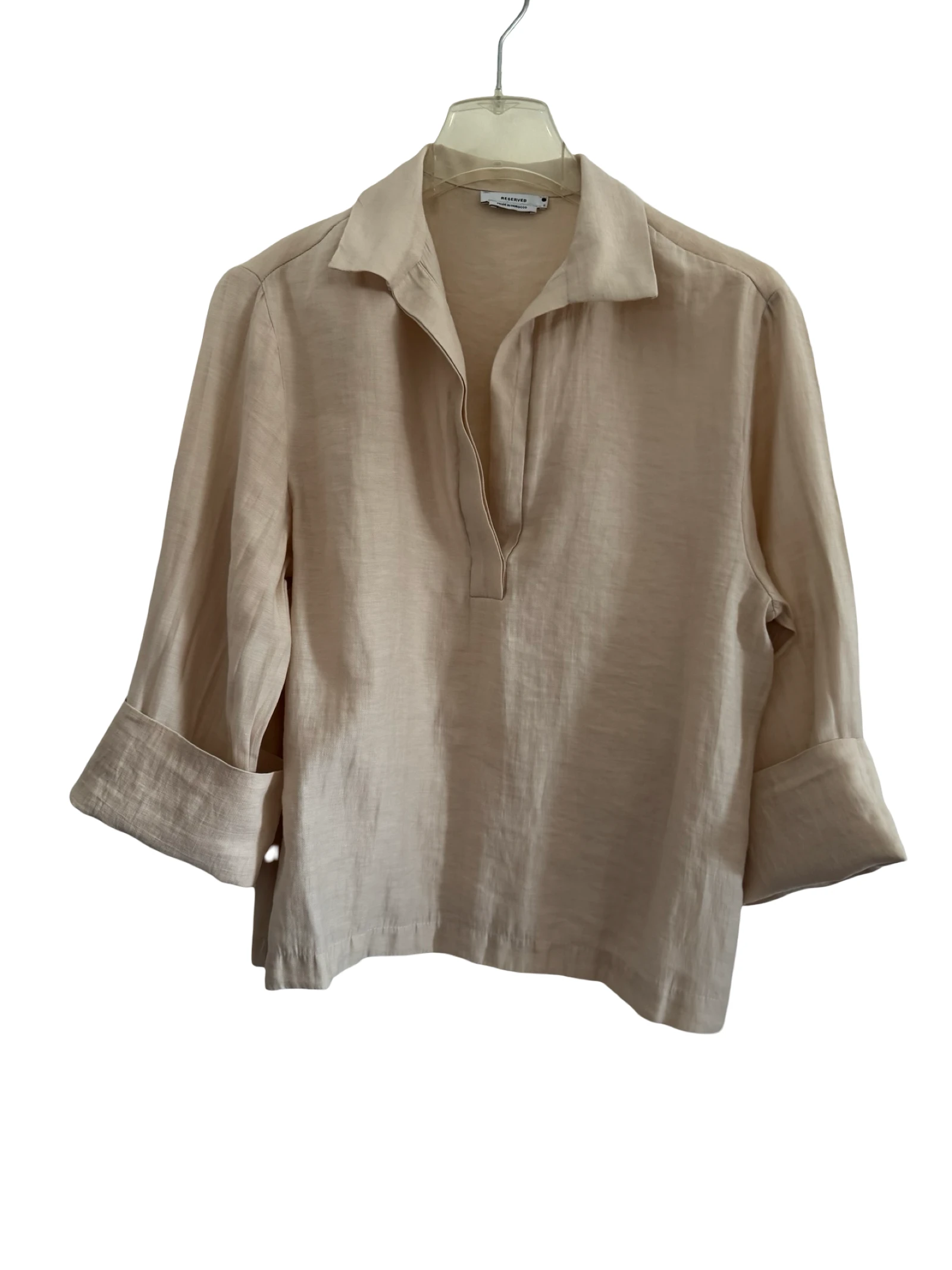 Blusa de mezcla de lino beige de Reserved, talla S, holgada – photo 3